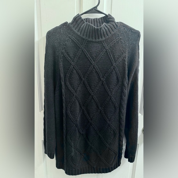 Women’s Casual Corner Black Knit Mock Neck Sweater Size M - Picture 2 of 5